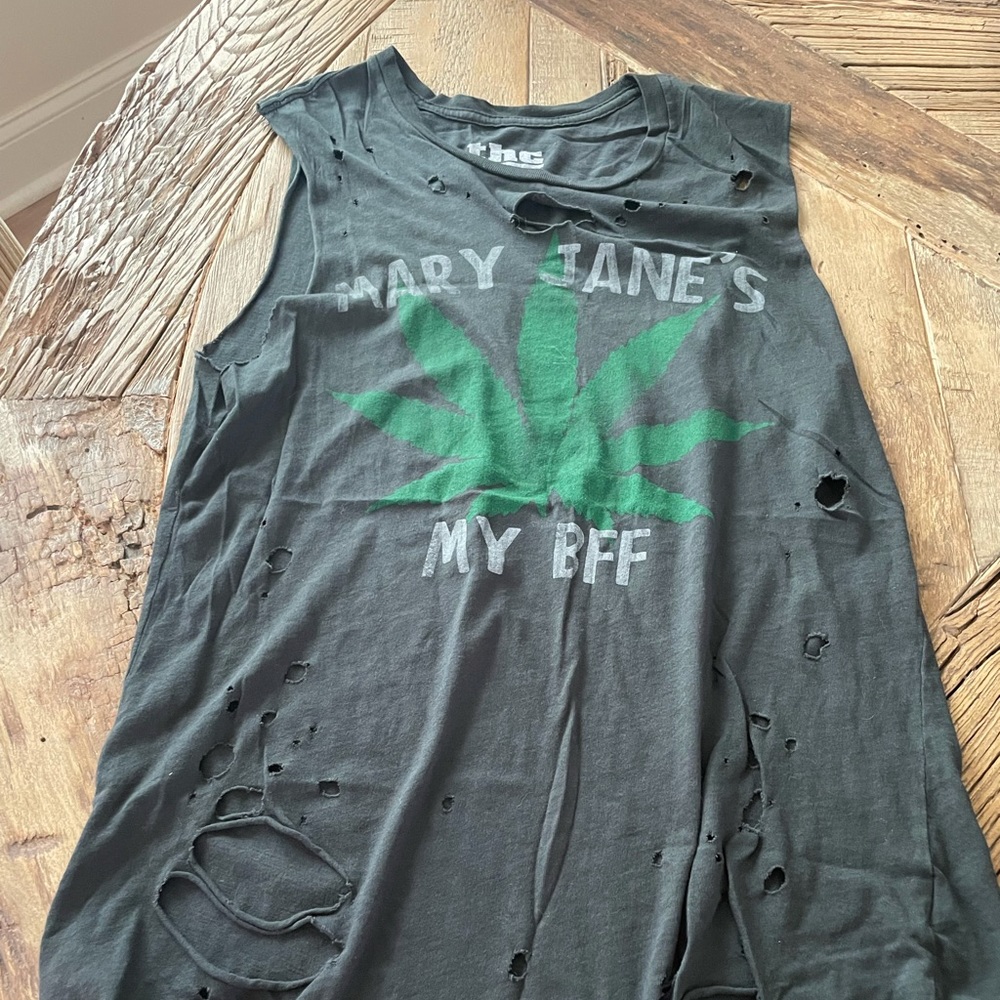 Super Distressed Black Sleeveless Mary Jane Shirt